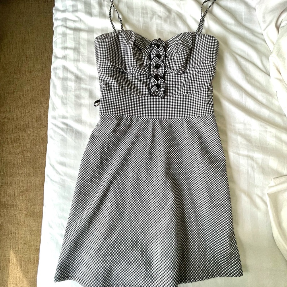 Bebe Black White Gingham Dress XS